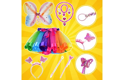 Dětský kostým – duhový motýl s příslušenstvím