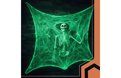 Halloweenská svítící pavučina s 20 pavouky