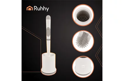 Silikonový kartáč na toaletu – WC štětka, bílá