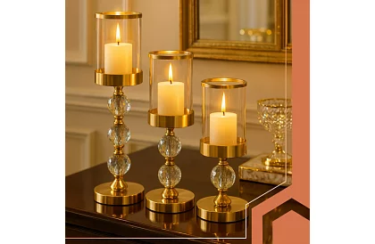 Sada 3 svícnů – Gold Glamour