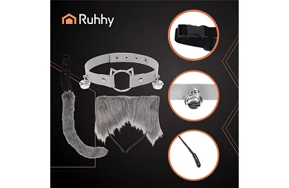 Kostým kočky 3 v 1 - šedý