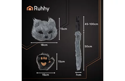 Karnevalový kostým kočky 4 v 1 – šedá