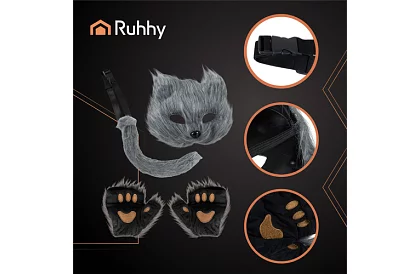 Karnevalový kostým kočky 4 v 1 – šedá