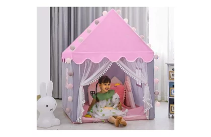 Dětský stan s LED osvětlením – růžový