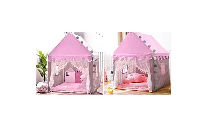 Dětský stan s LED osvětlením – růžový