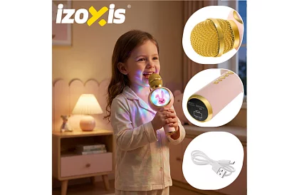 Bluetooth bezdrátový karaoke mikrofon – růžový