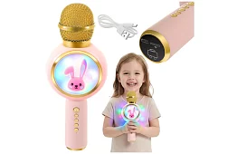 Bluetooth bezdrátový karaoke mikrofon – růžový