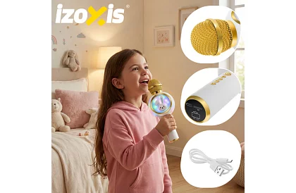 Bluetooth bezdrátový karaoke mikrofon – bílý