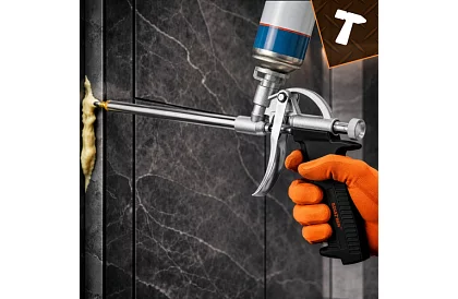 Montážní kovová pistole na pěnu s nastavitelným průtokem