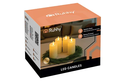 LED svíčky sada s efektem plamene 12,5 cm – 4 kusy