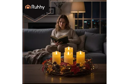 LED svíčky sada s efektem plamene 12,5 cm – 4 kusy