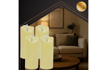 LED svíčky sada s efektem plamene 12,5 cm – 4 kusy