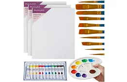 Malířská sada pro malování - plátna, barvy, štětce, paleta