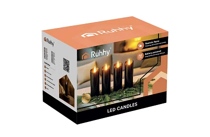 LED černé svíčky s efektem plamene 15 x 5 cm – sada 12 kusů