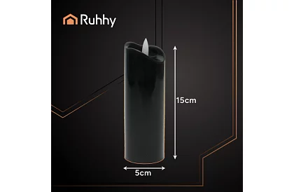 LED černé svíčky s efektem plamene 15 x 5 cm – sada 12 kusů