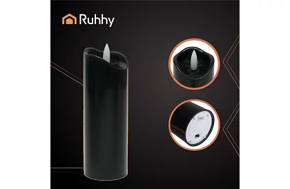 LED černé svíčky s efektem plamene 15 x 5 cm – sada 12 kusů