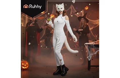 Karnevalový kostým kočky 4 v 1 – bílá