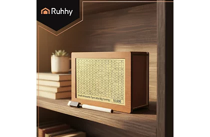 Dřevěná motivující pokladnička + 5 karet