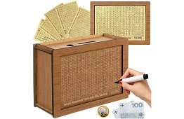Dřevěná motivující pokladnička + 5 karet