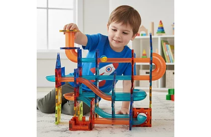 Vzdělávací magnetická 3D stavebnice – kuličková dráha 96 dílů