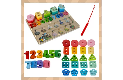 Vzdělávací třídič tvarů a čísel Montessori 3v1