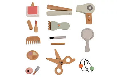 Dětská dřevěná kadeřnická sada 17 v 1