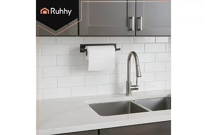 Nástěnný držák na papírové utěrky 25 cm – černý