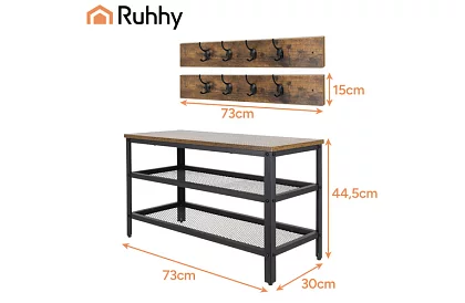 Předsínová stěna - botník + 2 police s věšáky