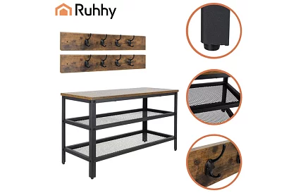 Předsínová stěna - botník + 2 police s věšáky