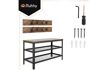 Předsínová stěna - botník + 2 police s věšáky