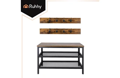 Předsínová stěna - botník + 2 police s věšáky