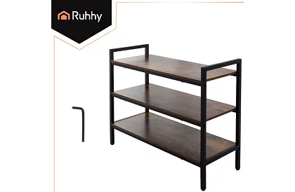 Botník s dřevěnými policemi 58,5 × 79 × 30 cm