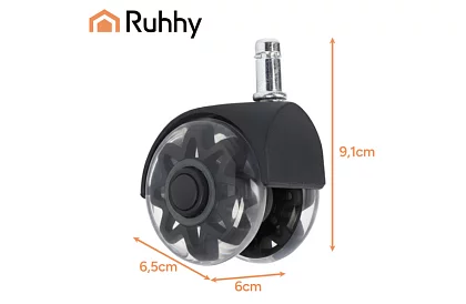 Náhradní gumová kolečka pro kancelářské židle – 5 ks černá