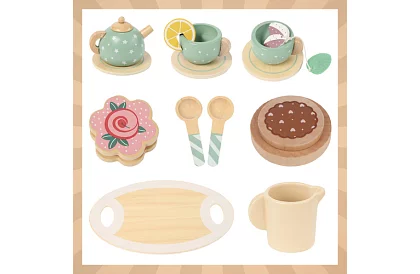 Dřevěná čajová souprava – zelená