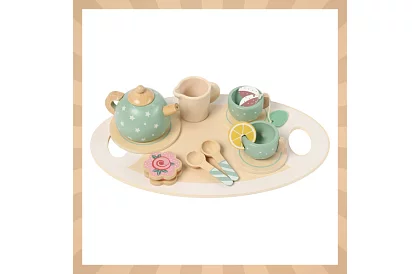 Dřevěná čajová souprava – zelená