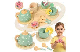 Dřevěná čajová souprava – zelená