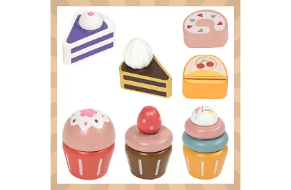 Velká dřevěná zelená čajová souprava + stojan na dorty