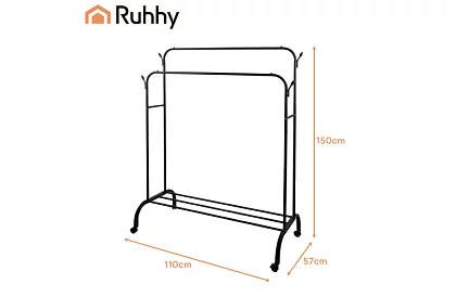 Dvojitý věšák na oblečení na kolečkách