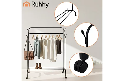 Dvojitý věšák na oblečení na kolečkách