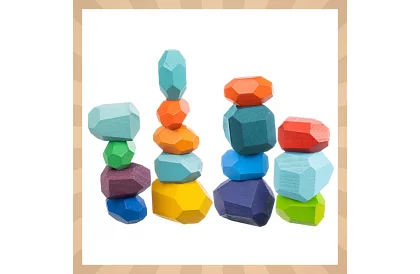 Dřevěné kostky – sada 16 kusů odolných kostek pro děti