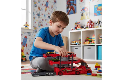 Kamion s vlekem pro přepravu vozidel + 6 aut