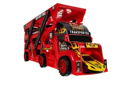 Kamion s vlekem pro přepravu vozidel + 6 aut