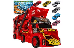 Kamion s vlekem pro přepravu vozidel + 6 aut