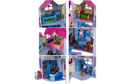 Skládací domeček pro panenky s nábytkem
