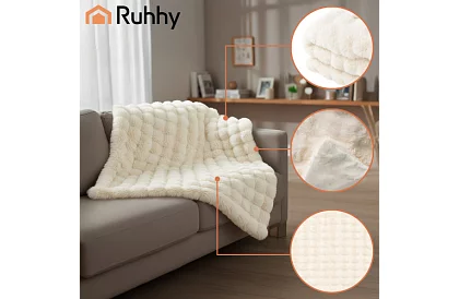 Teplá sametová bílá deka 160 × 100 cm