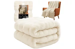 Teplá sametová bílá deka 160 × 100 cm