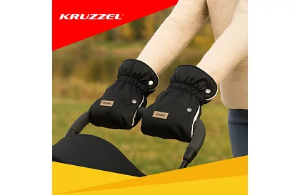Černý rukavník - teplé rukavice na kočárek