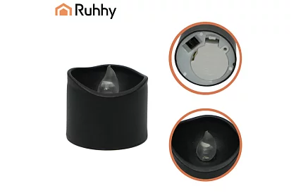 LED černé svíčky s efektem plamene 3,6 × 3 cm – sada 12 kusů