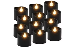 LED černé svíčky s efektem plamene 3,6 × 3 cm – sada 12 kusů