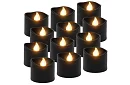 LED černé svíčky s efektem plamene 3,6 × 3 cm – sada 12 kusů